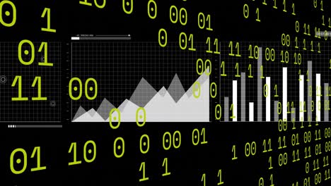 Animation-Der-Binären-Kodierung-über-Die-Statistische-Datenverarbeitung-Vor-Schwarzem-Hintergrund