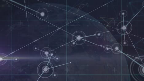 Animation-Des-Netzwerks-Von-Verbindungen-über-Den-Globus-Auf-Schwarzem-Hintergrund