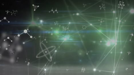 Animation-Eines-Netzwerks-Aus-Verbindungen-Und-Molekülen-Auf-Grünem-Hintergrund