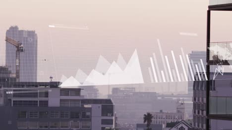 Animation-Der-Statistischen-Datenverarbeitung-über-Einer-Luftaufnahme-Des-Stadtbildes