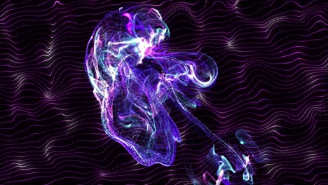 Animation-of-purple-shapes-and-lines-on-black-background