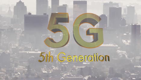 Animation-Von-5G-Text-Der-5.-Generation-über-Dem-Stadtbild