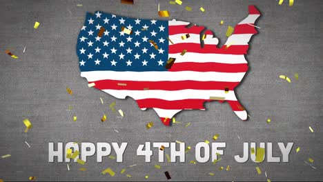 Animation-of-4th-of-july-text-and-confetti-over-map-and-flag-of-united-states-of-america
