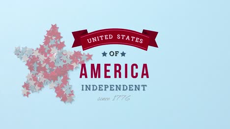 Animación-Del-Texto-Del-Día-De-La-Independencia-Del-4-De-Julio-Sobre-La-Estrella-De-Los-Estados-Unidos-De-América
