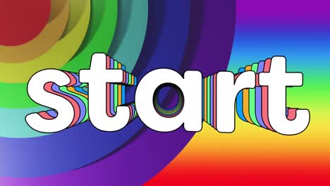 Animation-of-start-text-over-rainbow-circles-background