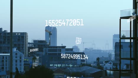 Animation-of-numbers-processing-over-cityscape