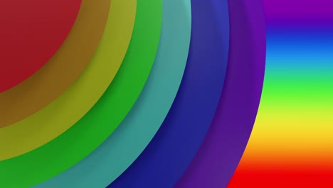 Animation-of-rainbow-circles-pulsating-on-rainbow-background