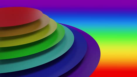 Animation-Von-Regenbogenkreisen,-Die-Auf-Regenbogenhintergrund-Pulsieren
