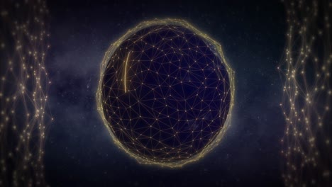 Animation-Des-Globus-Mit-Netzwerk-Von-Verbindungen-über-Sternen