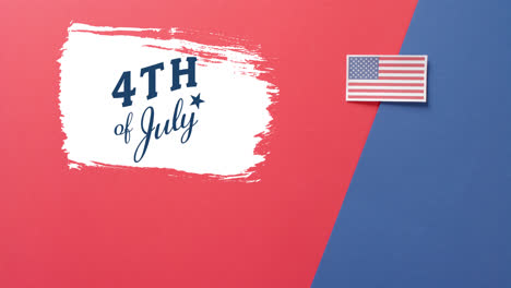 Animation-of-4th-of-july-text-over-flag-of-united-states-of-america-on-red-and-blue-background