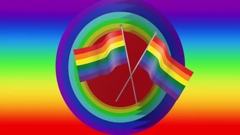 Animation-of-rainbow-flags-over-rainbow-background