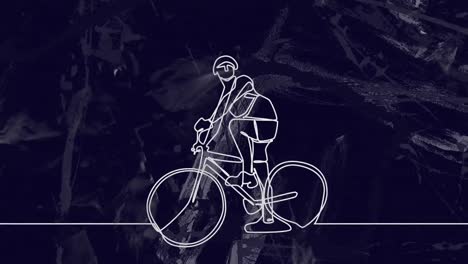 Animation-of-drawing-of-female-cyclist-and-shapes-on-black-background