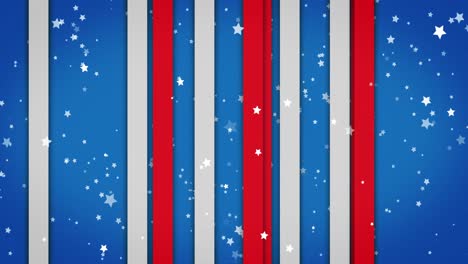 Animation-of-white-stars-on-blue-background-and-white-and-red-stripes-moving-on-seamless-loop