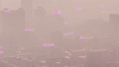 Animation-of-data-processing-over-foggy-cityscape