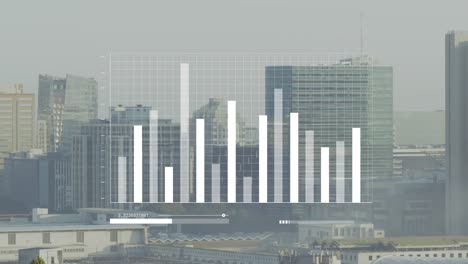 Animation-Der-Schnittstelle-Zur-Statistischen-Datenverarbeitung-Im-Vergleich-Zur-Luftaufnahme-Des-Stadtbildes
