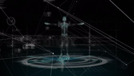 Animation-Der-Datenverarbeitung-Und-Des-Menschlichen-Körpers-über-Ein-Netzwerk-Von-Verbindungen