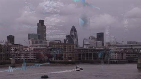 Animation-Der-Datenverarbeitung-Und-Diagramme-über-Der-Londoner-Stadtlandschaft