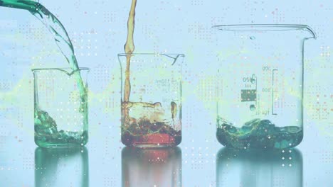 Animation-of-spots-over-colourful-liquids-in-beakers