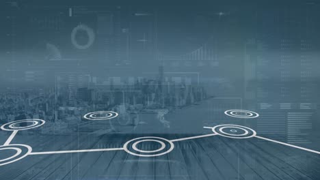 Kommunikationsnetzwerk-Und-Datenverarbeitung-Auf-Modernem-Stadtbild-Hintergrund