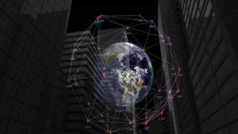 Animation-Des-Netzwerks-Von-Verbindungen-Mit-Dem-Globus-über-Dem-Stadtbild