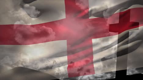 Animation-Des-Christlichen-Kreuzes-Und-Der-Flagge-Englands