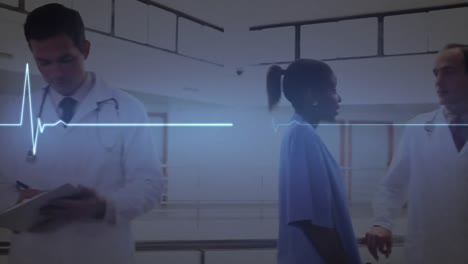 Animation-Der-Medizinischen-Datenverarbeitung-über-Verschiedene-Ärzte-Im-Krankenhaus
