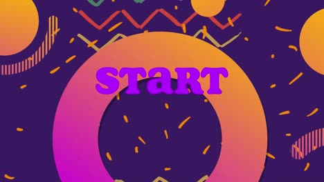 Animation-of-start-text-over-abstract-shapes-background