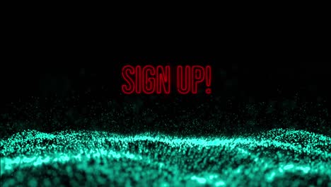 Animation-of-sign-up-neon-text-and-data-processing-over-black-background