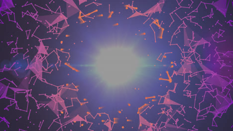 Animation-Des-Netzwerks-Von-Verbindungen-Und-Datenverarbeitung-Auf-Violettem-Hintergrund