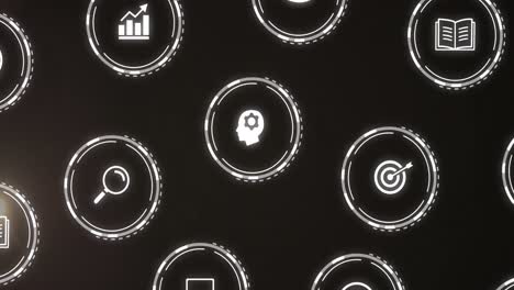 Animation-Von-Geschäftssymbolen-Auf-Schwarzem-Hintergrund