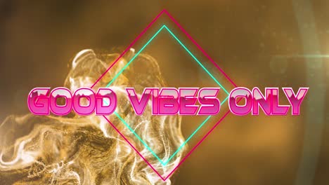 Animation-of-good-vibes-only-text-over-glowing-neon-lines-and-particles