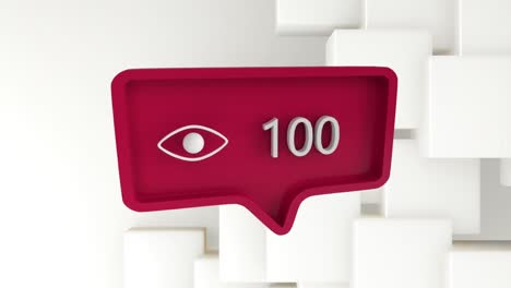 Animation-of-eye-icon-and-numbers-on-red-speech-bubble