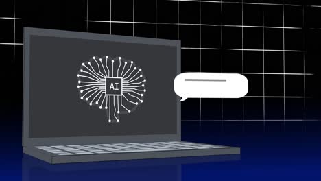 Animation-Eines-Laptops-Mit-Ai-Chat-Auf-Schwarzem-Hintergrund