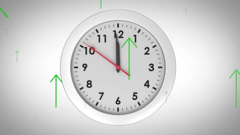 Animation-of-green-arrows-icons-over-clock
