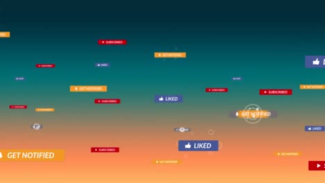 Animation-Der-Datenverarbeitung-In-Sozialen-Medien-Auf-Grünem-Und-Orangefarbenem-Hintergrund