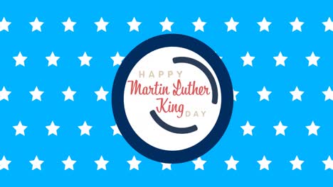 Animation-of-happy-martin-luther-king-day-text-over-stars-on-blue-background