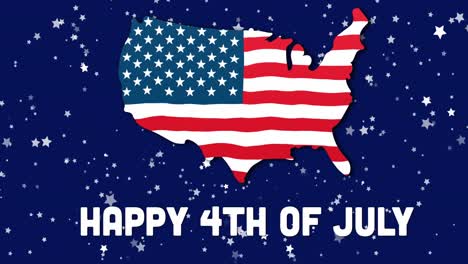 Animation-of-happy-4th-of-july-text-with-map-of-usa-over-stars-on-blue-background