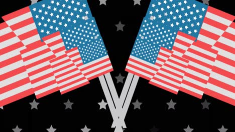 Animación-De-Estrellas-Y-Banderas-De-Estados-Unidos-Sobre-Fondo-Negro