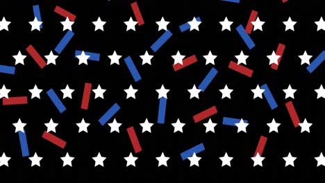 Animation-of-stars-and-confetti-falling-coloured-with-flag-of-usa