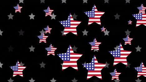 Animación-De-Estrellas-Con-Bandera-De-Estados-Unidos-Sobre-Fondo-Negro
