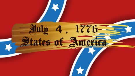 Animation-Des-Textes-Der-Staaten-Von-Amerika-Vom-4.-Juli-1776-über-Sternen-Auf-Rotem-Hintergrund