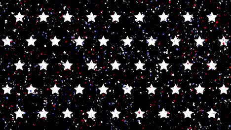 Animation-of-white-stars-and-confetti-on-black-background