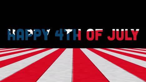 Animation-of-happy-4th-of-july-text-over-red-and-white-stripes-on-black-background