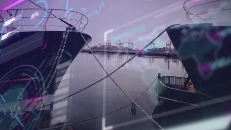 Animation-Von-Verbindungsnetzen-Und-Datenverarbeitung-über-Den-Hafen