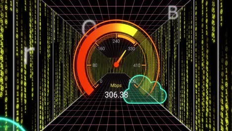 Animation-of-clouds-and-data-processing-over-speedometer