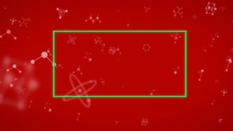 Animation-of-rectangle-over-floating-nucleotides-against-red-background