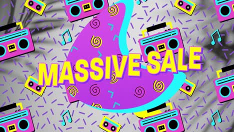 Animation-of-massive-sale-text-over-retro-pattern
