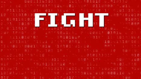 Animation-of-fight-text-over-looping-binary-codes-against-red-background