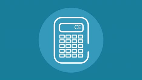 Animation-of-calculator-icon-over-round-banner-against-blue-background