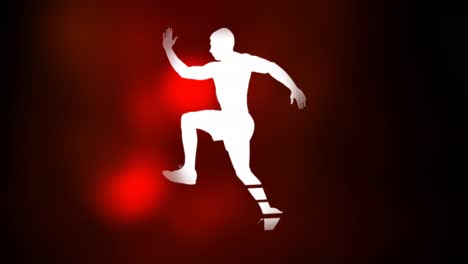 Animation-of-white-male-runner-silhouette-on-red-background